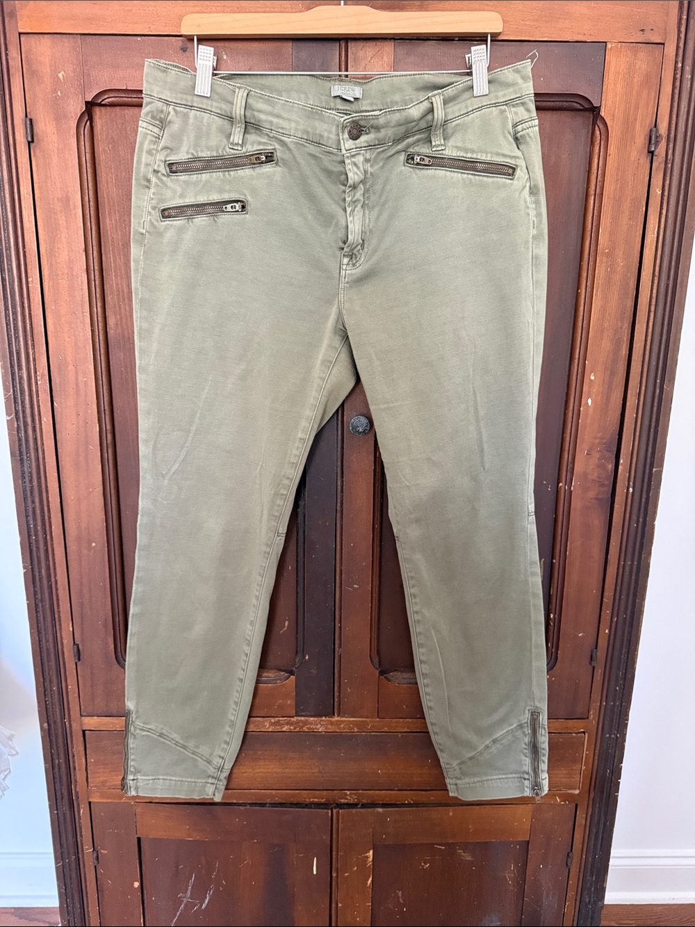 J. Crew Olive Zip-Pocket Chino Pants